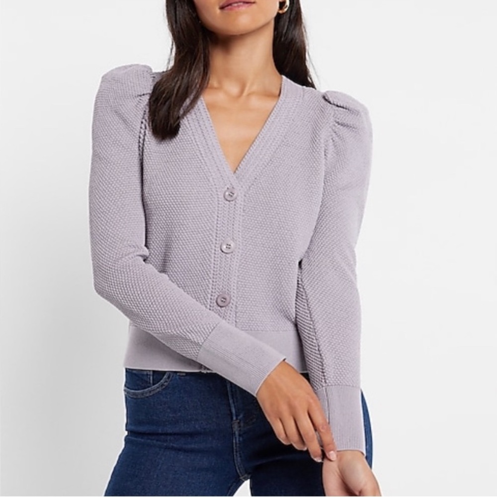 NWT Express Puff Shoulder Stitched Cardigan Size M